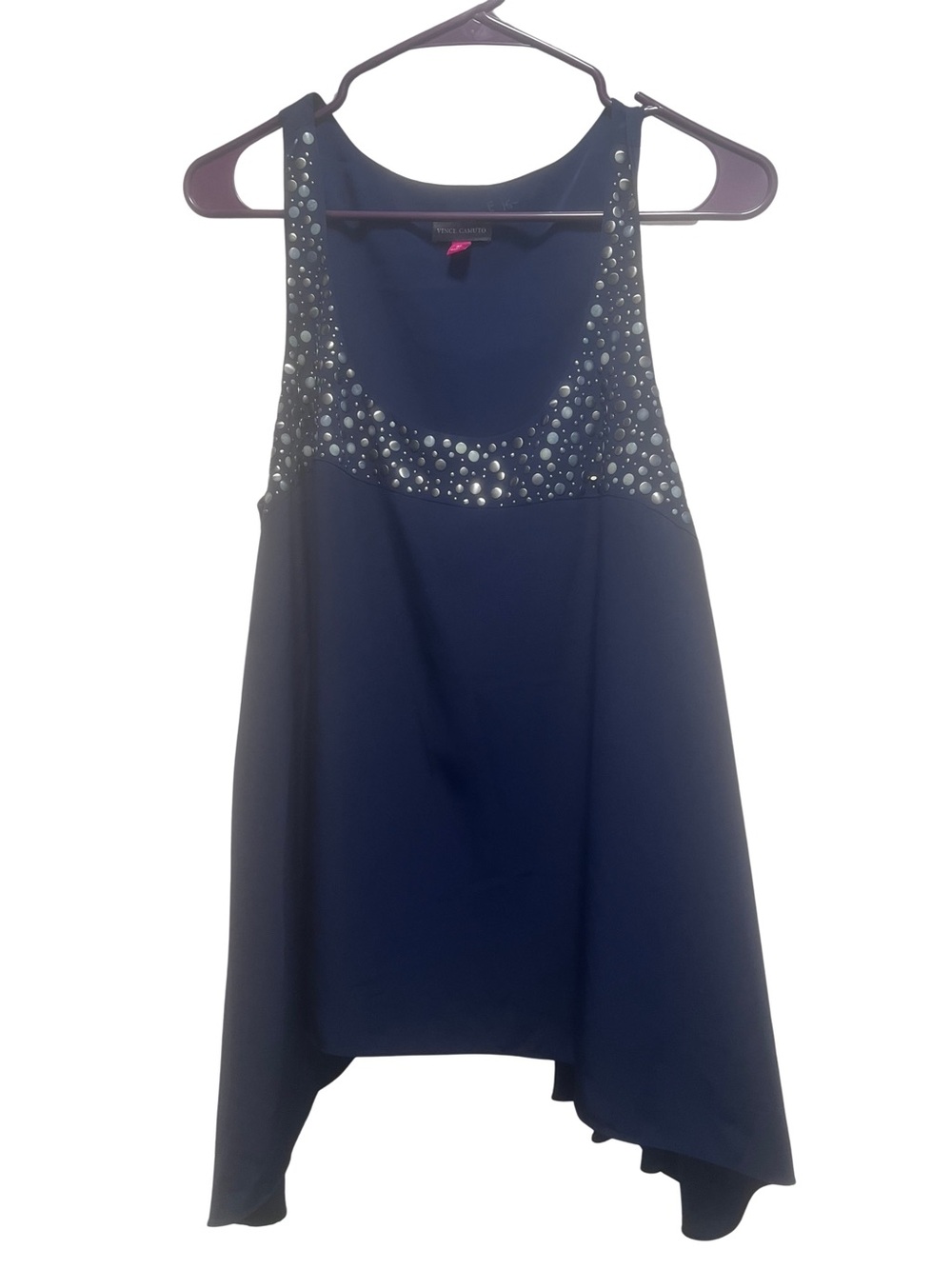 Vince Camuto Navy Embellished Racerback Tank (Bin 1-29)